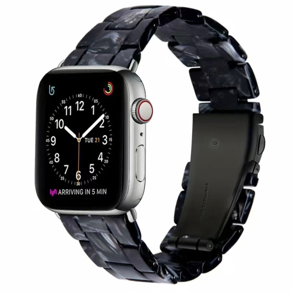(NEW) Black Marbled Resin Stylish adjustable Band Compatible With Apple Watch